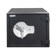 SafeFort Amario Grade 1 security safe in charcoal grey with key lock.