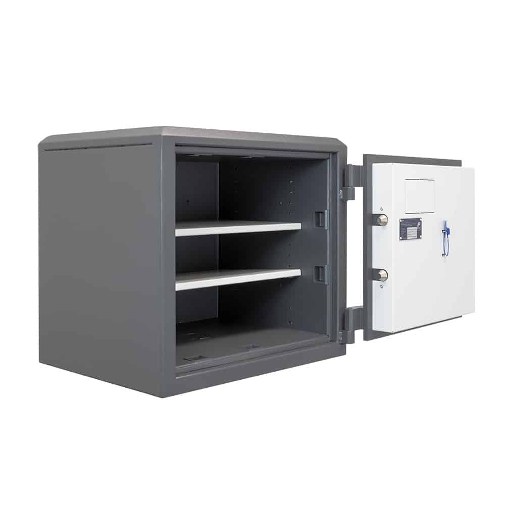 Side view with door fully open on SafeFort Amario Grade 1 security safe