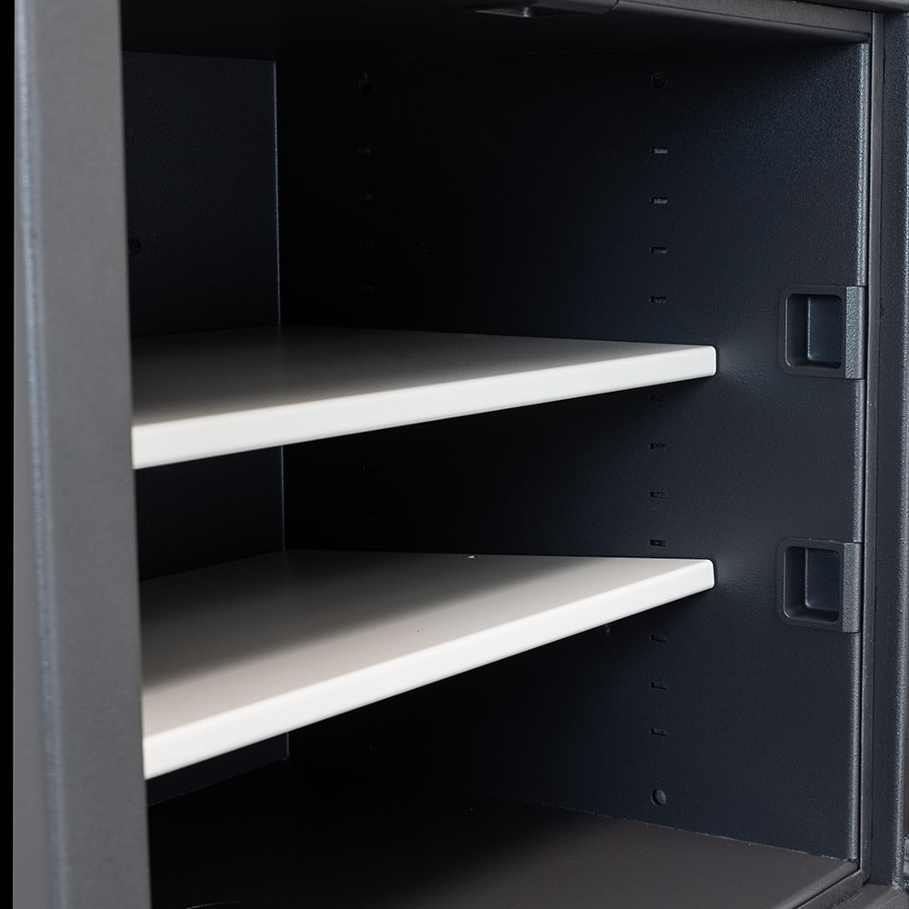 Internal view of shelves on SafeFort Amario Grade 1 security safe