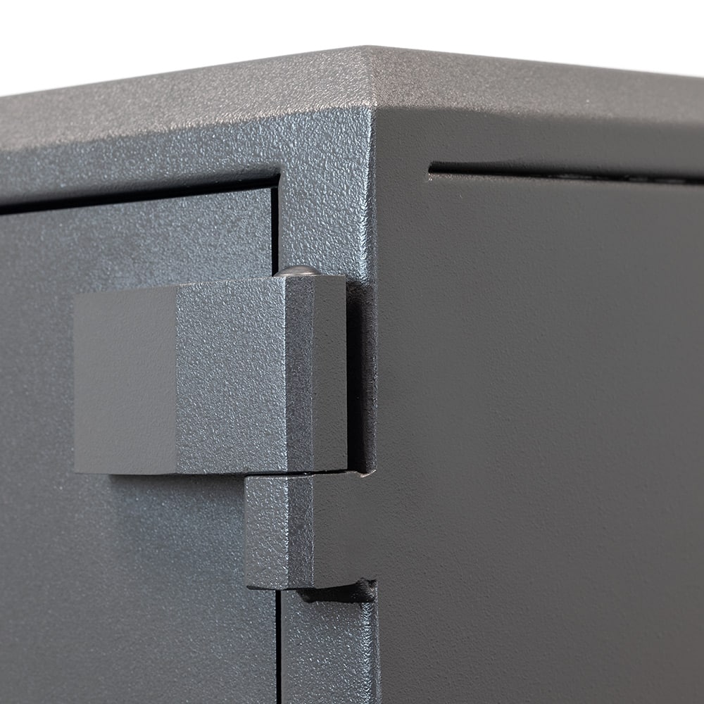 Close-up of hinges on SafeFort Amario Grade 1 security safe